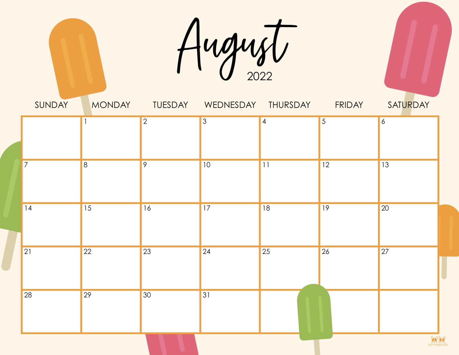 August 2022 Calendars - 33 FREE Printables | Printabulls