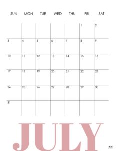 July 2022 Calendars - 33 Free Printables 