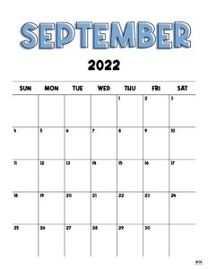 September 2022 Calendars - 50 Free Printables 