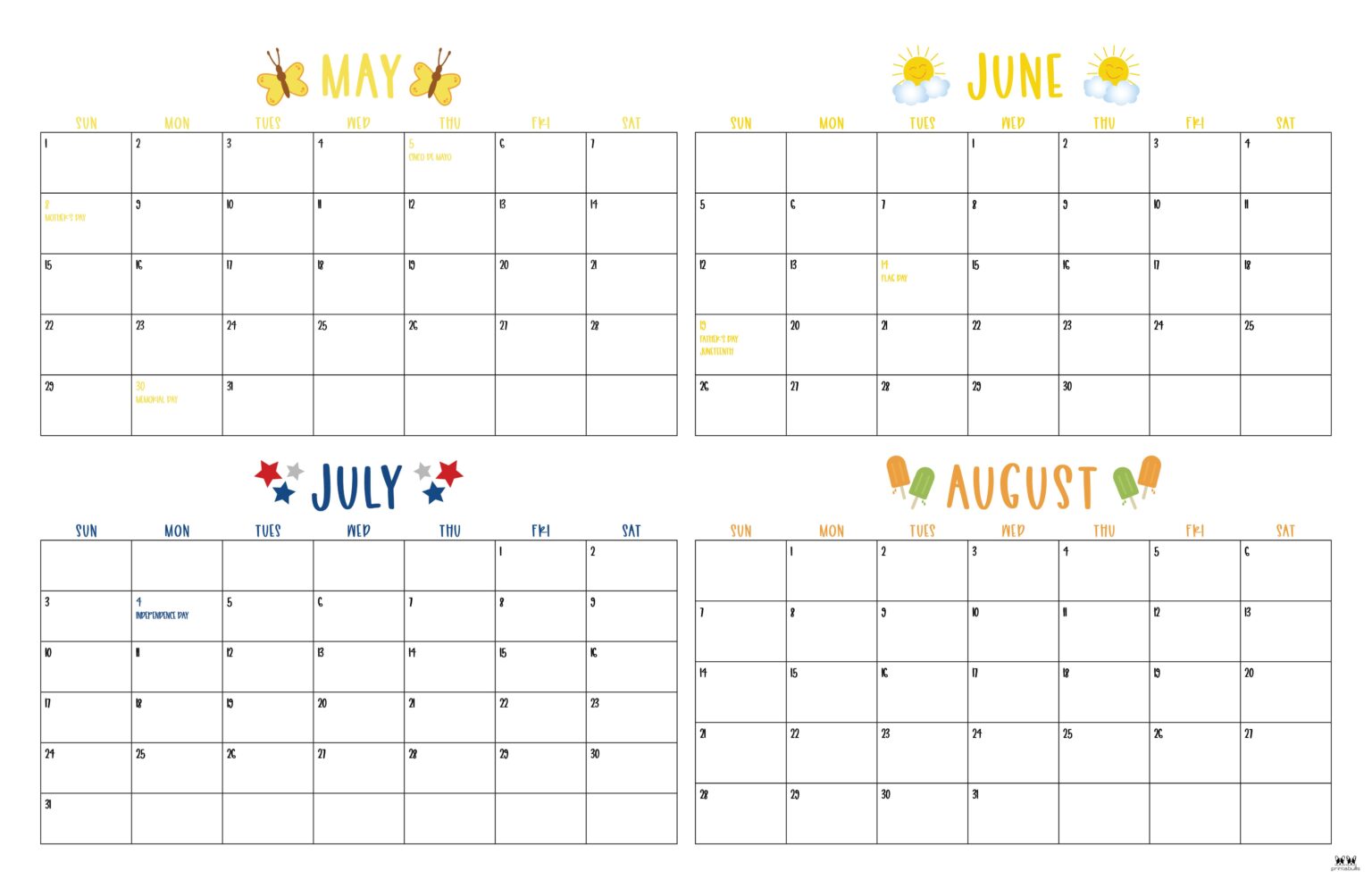 2022 4 Month Calendars 20 FREE Printables Printabulls
