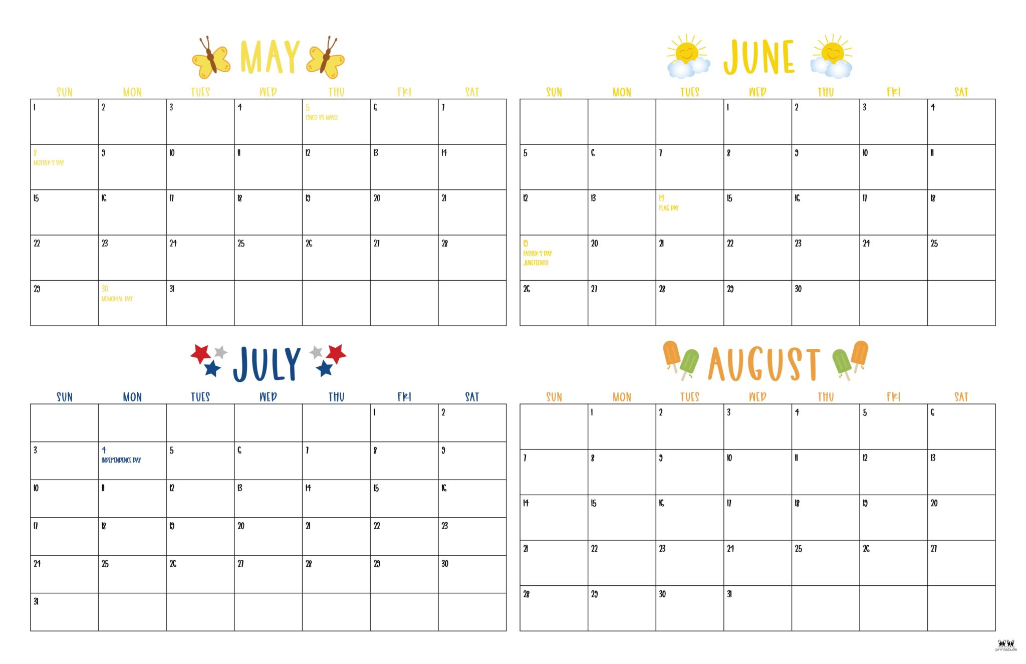 2022 4 Month Calendars - 20 FREE Printables | Printabulls