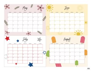 2022 4 Month Calendars - 20 FREE Printables | Printabulls