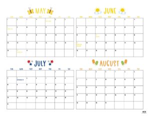 2022 4 Month Calendars - 20 FREE Printables | Printabulls