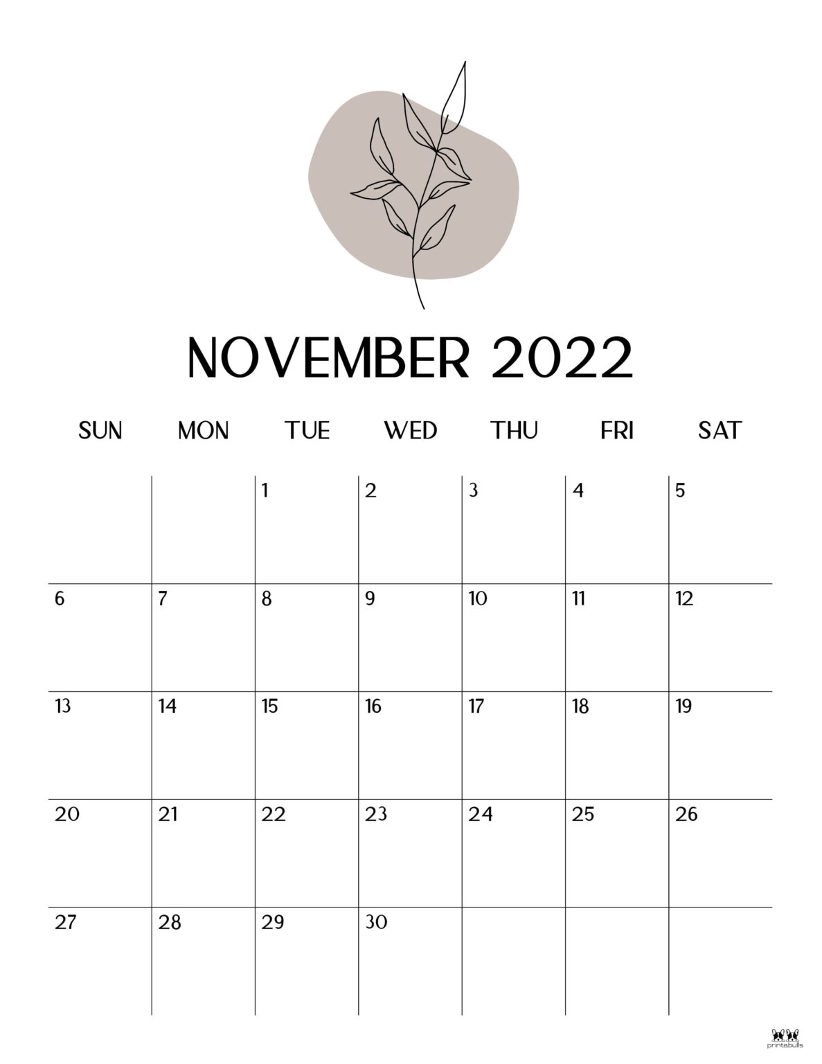 November 2022 Calendars - 50 FREE Printables | Printabulls