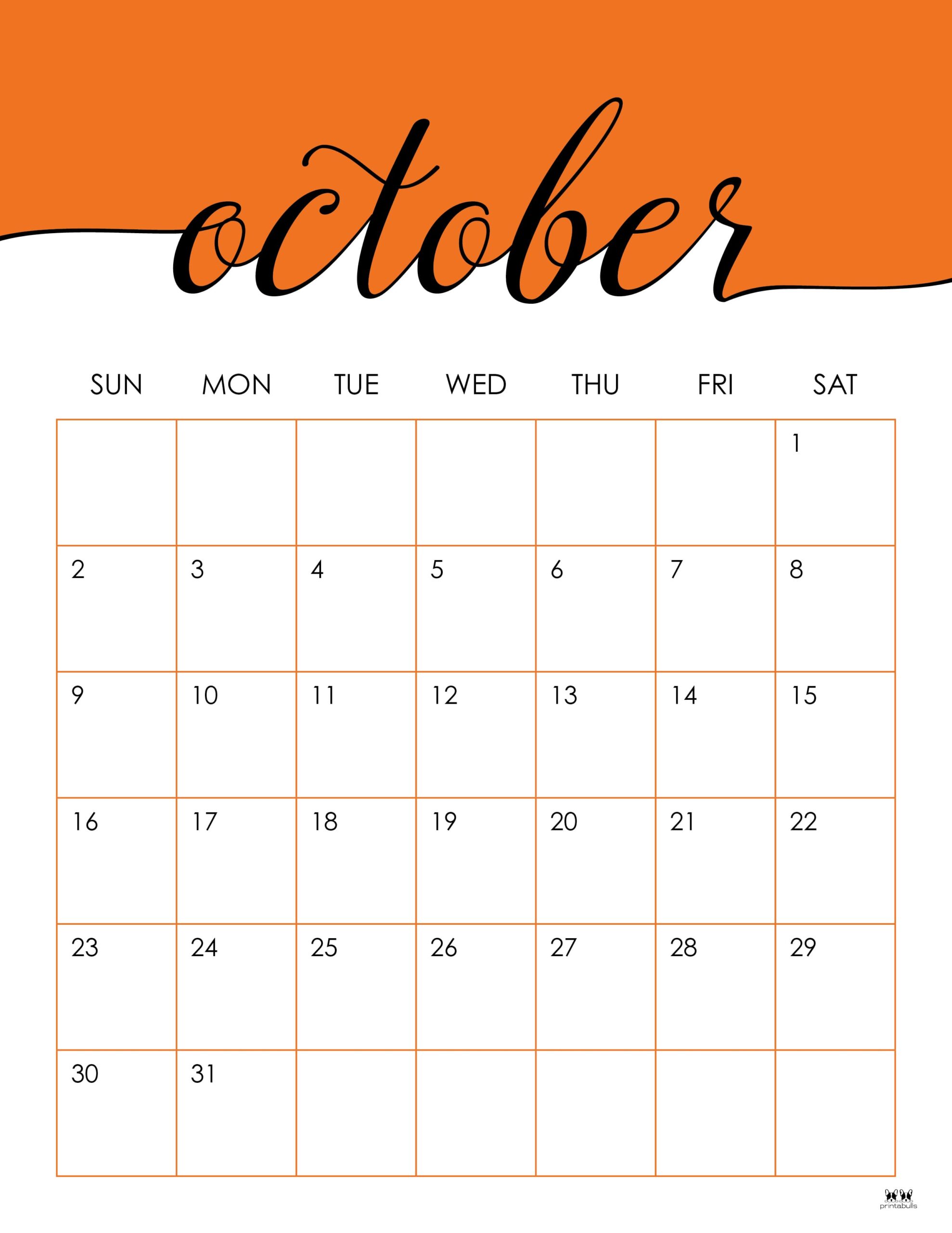 October 2022 Calendars 50 Free Printables Printabulls
