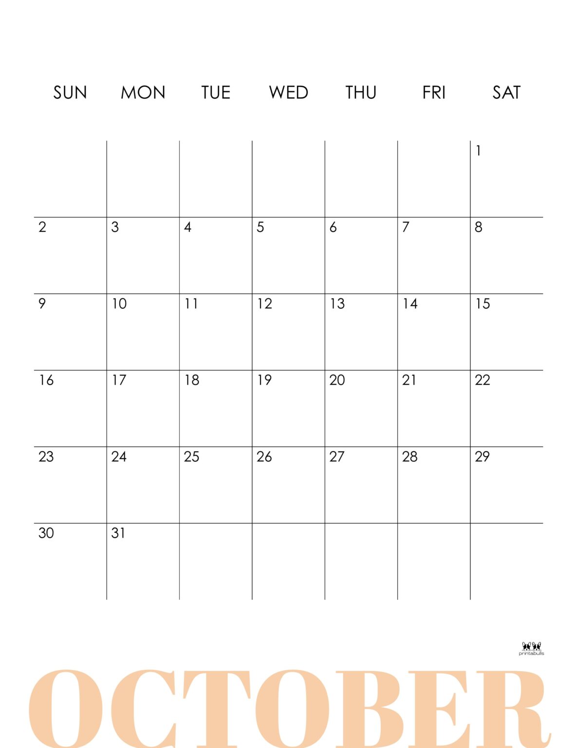 October 2022 Calendars - 50 FREE Printables | Printabulls