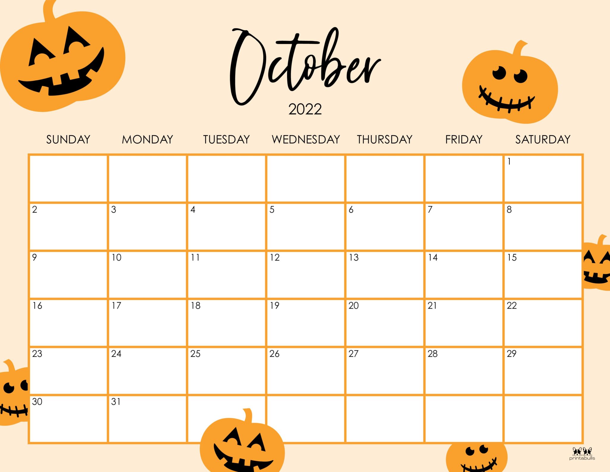 October 2022 Calendars 50 Free Printables Printabulls 6812