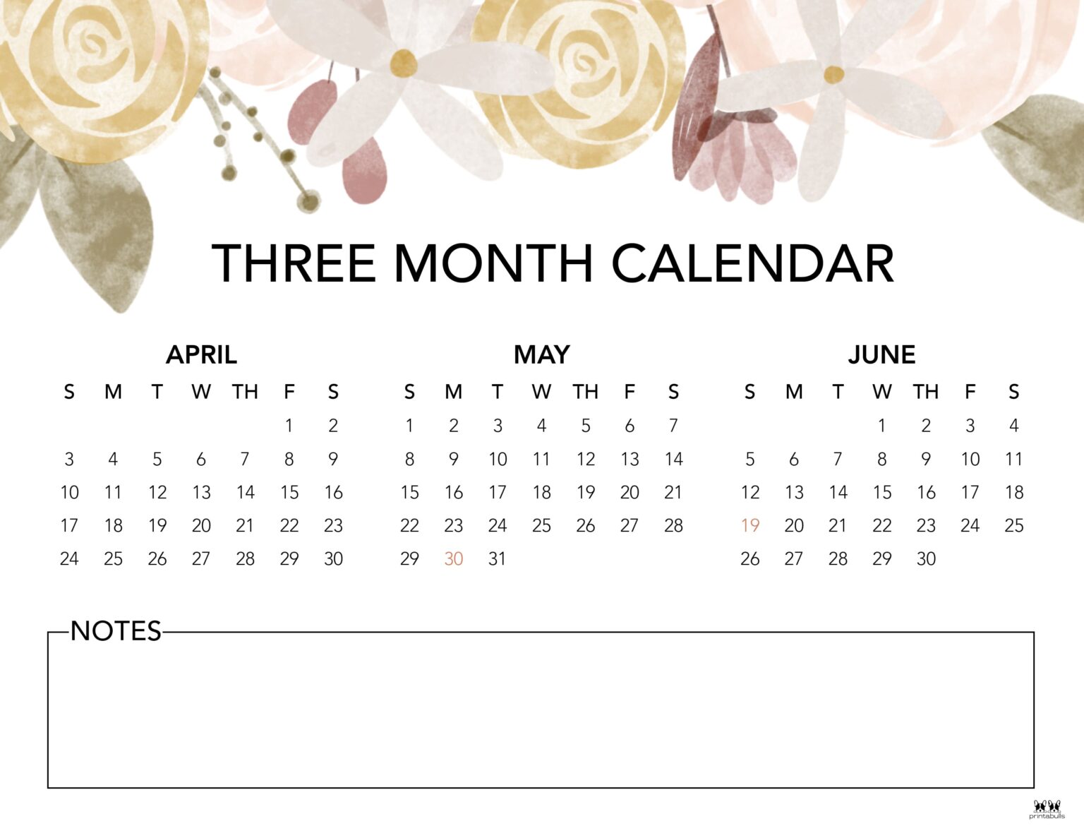 3 Monthquarterly Calendars 84 Free Printables Printabulls 3806