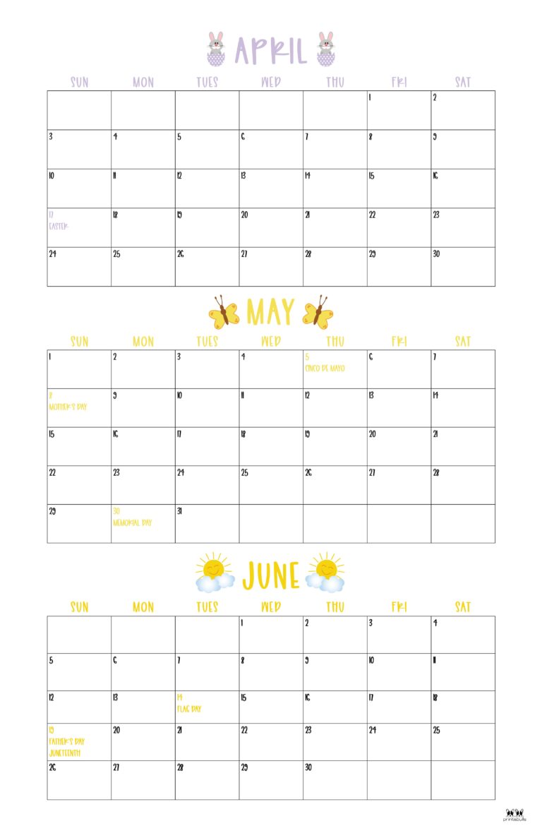 3 Month/Quarterly Calendars - 84 FREE Printables | Printabulls