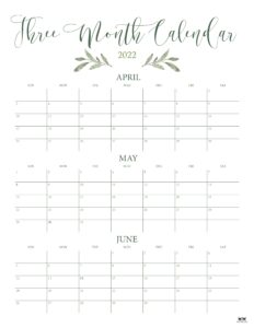 3 Month/Quarterly Calendars - 84 FREE Printables | Printabulls