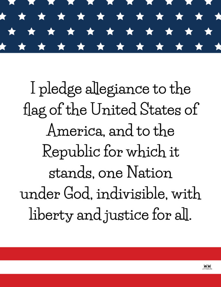 Pledge of Allegiance Words - 20 FREE Printables | Printabulls