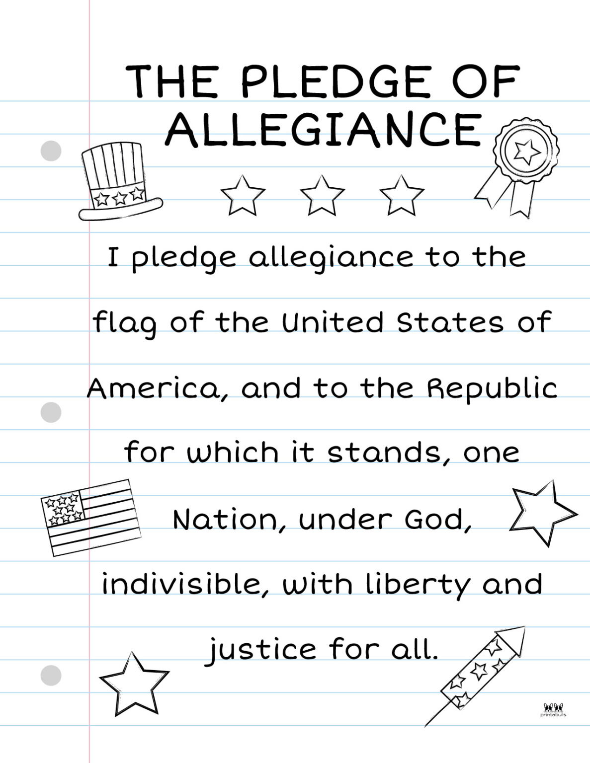 Pledge of Allegiance Words 20 FREE Printables Printabulls