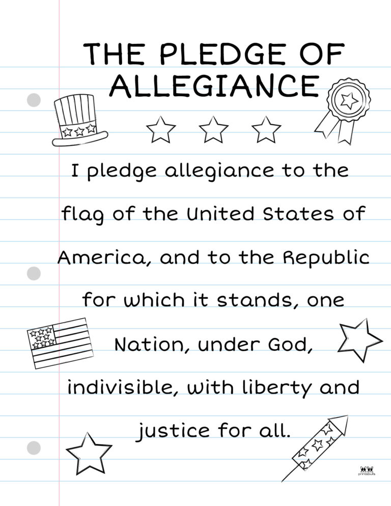Pledge Of Allegiance Words Printable