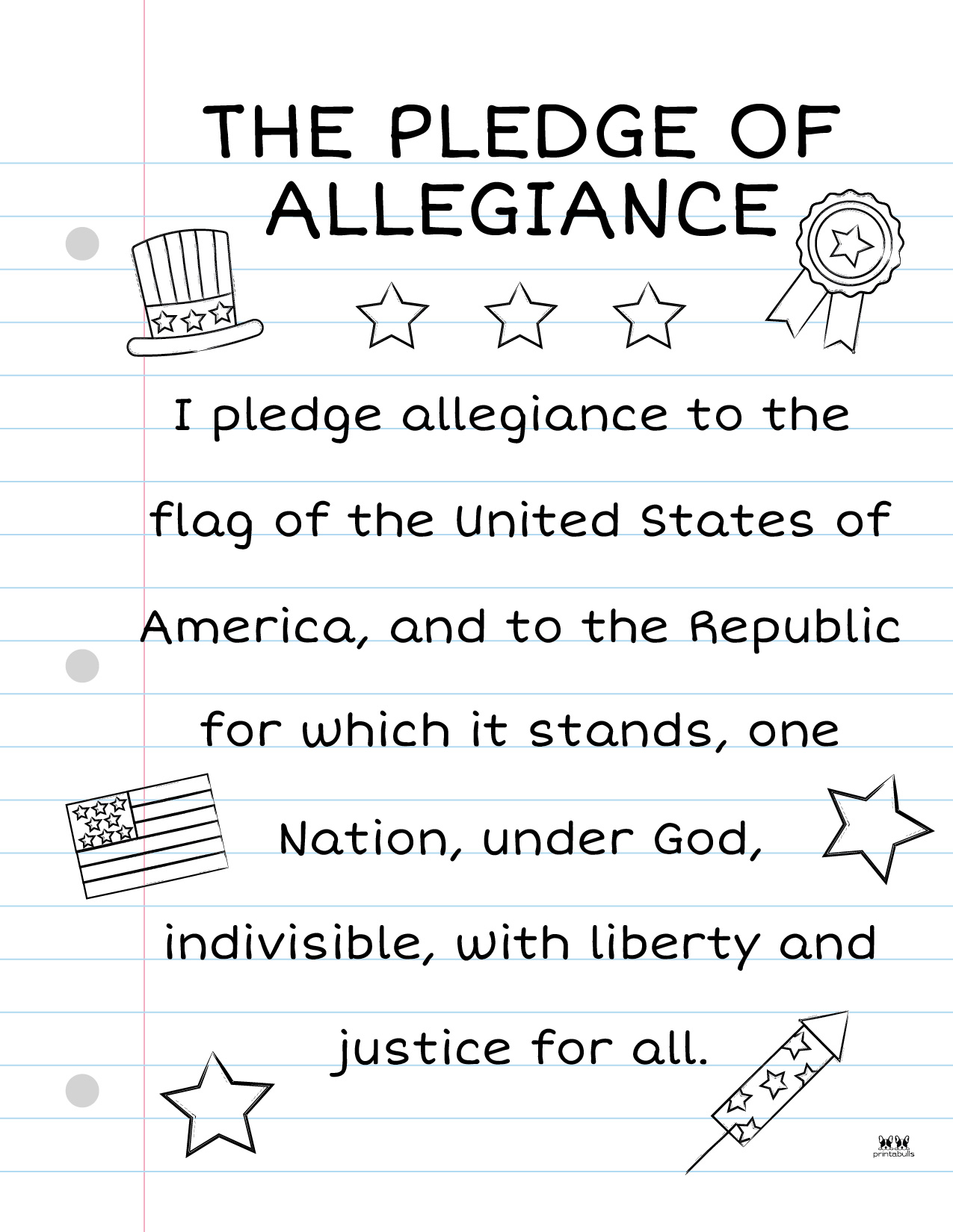 Pledge Of Allegiance Words 20 FREE Printables Printabulls