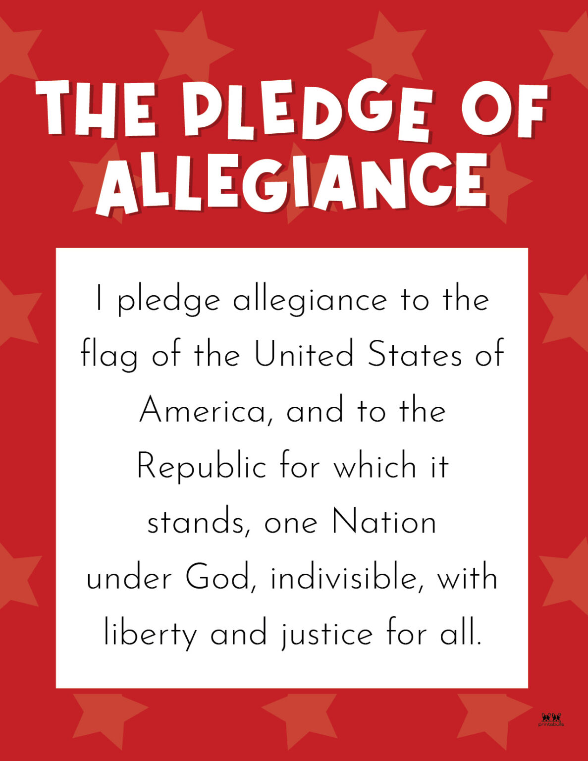 Pledge of Allegiance Words - 20 FREE Printables | Printabulls