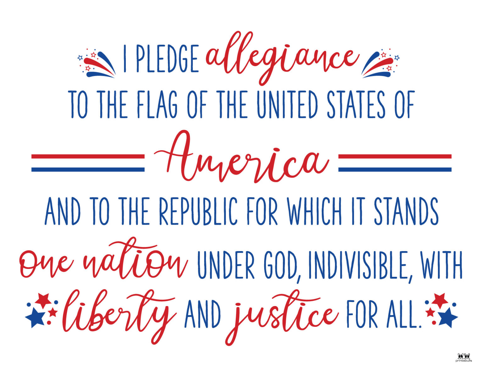 Pledge of Allegiance Words 20 FREE Printables Printabulls