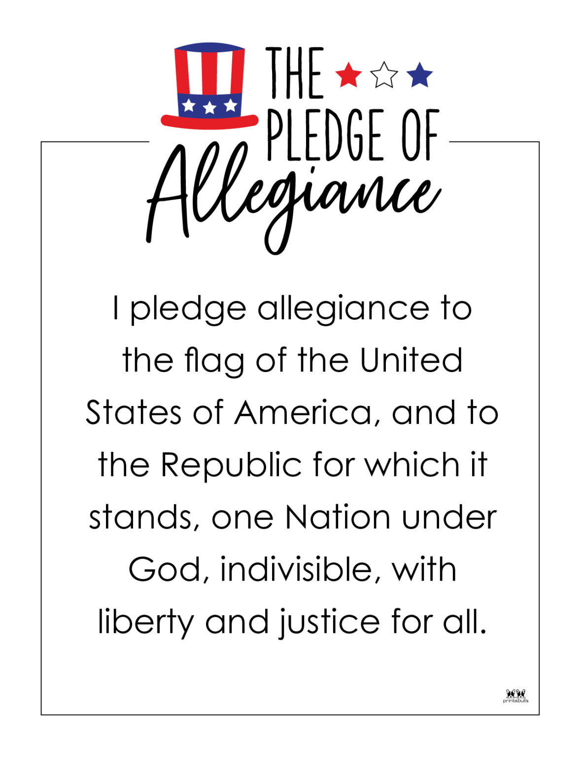 Pledge of Allegiance Words - 20 FREE Printables | Printabulls