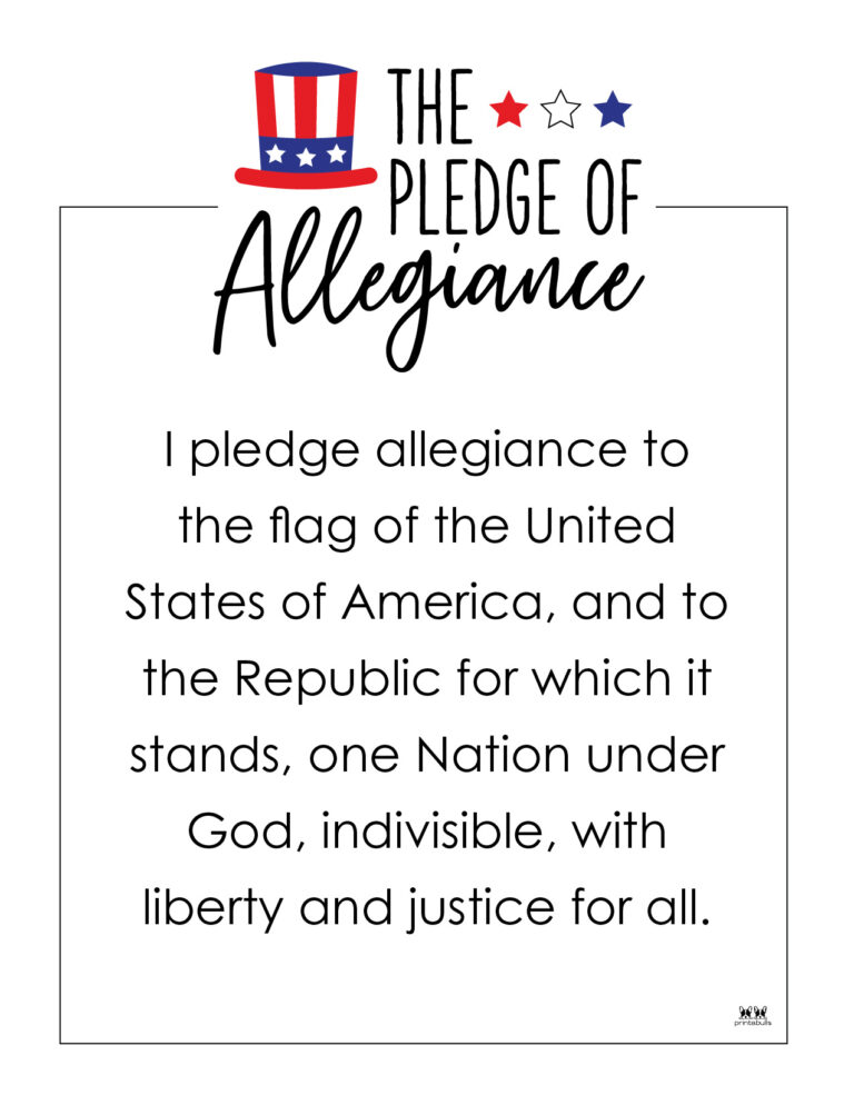 Pledge of Allegiance Words - 20 FREE Printables | Printabulls