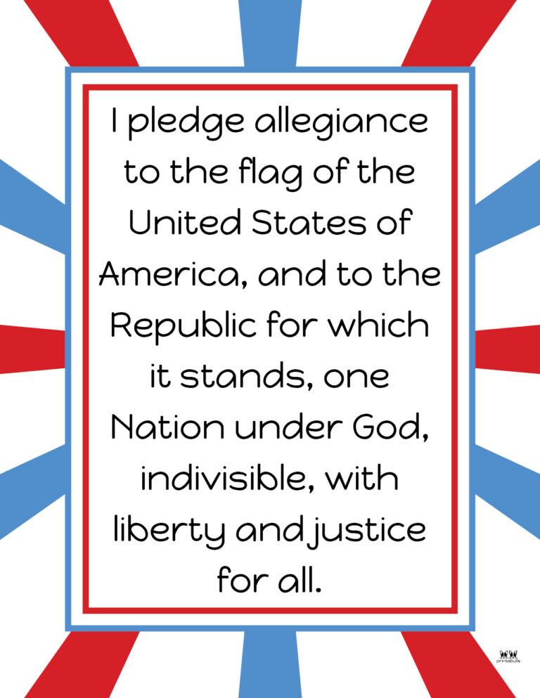 Pledge of Allegiance Words - 20 FREE Printables | Printabulls