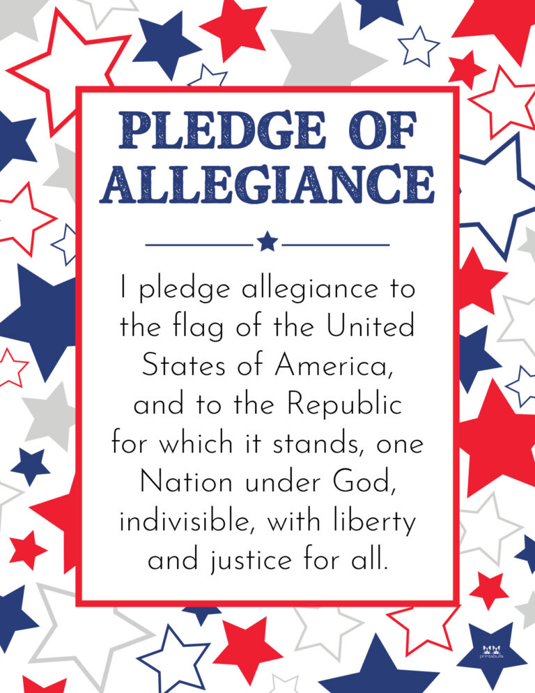 Pledge of Allegiance Words - 20 FREE Printables | Printabulls