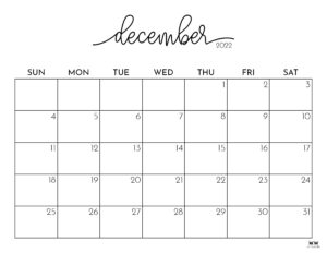 December 2022 Calendars - 50 FREE Printables | Printabulls