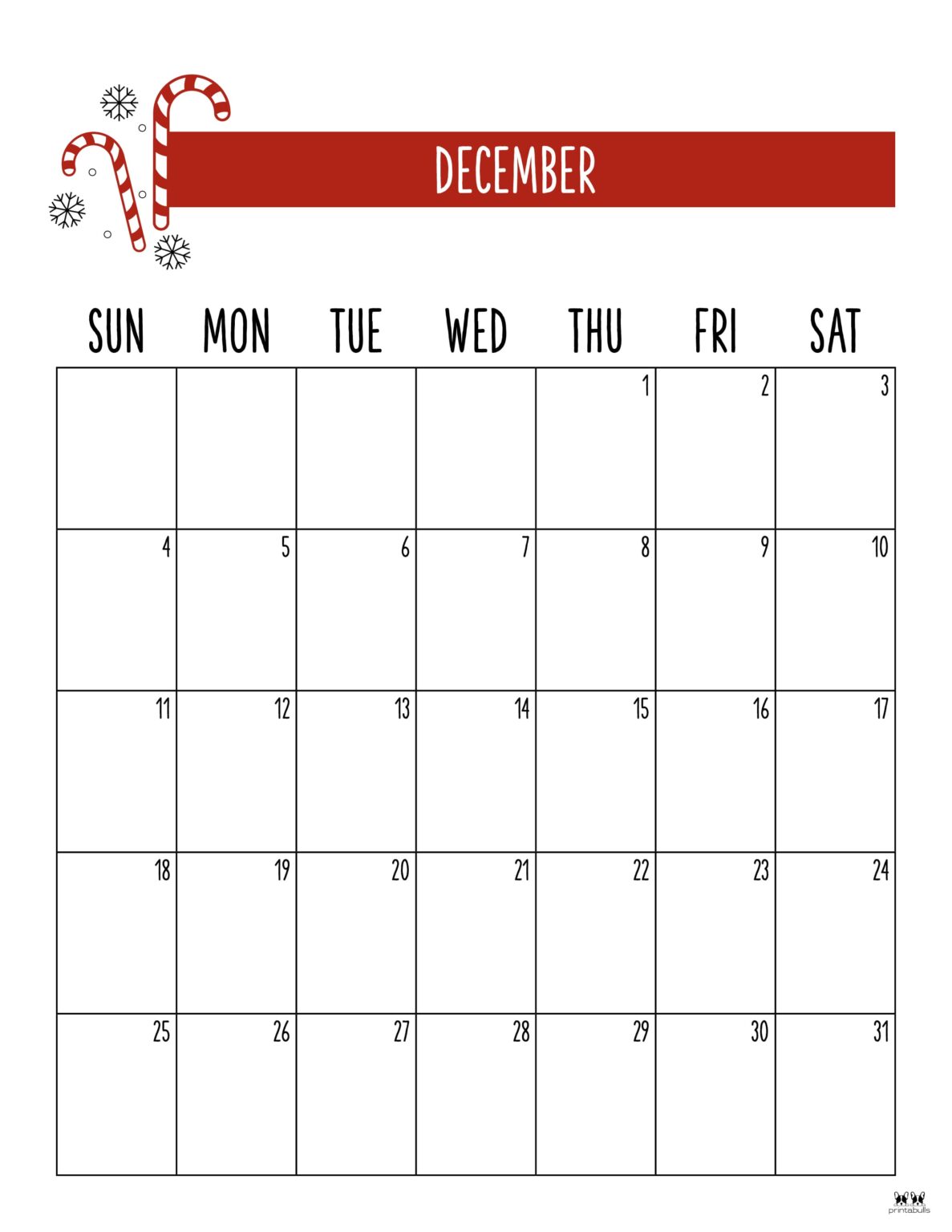 December 2022 Calendars - 50 FREE Printables | Printabulls