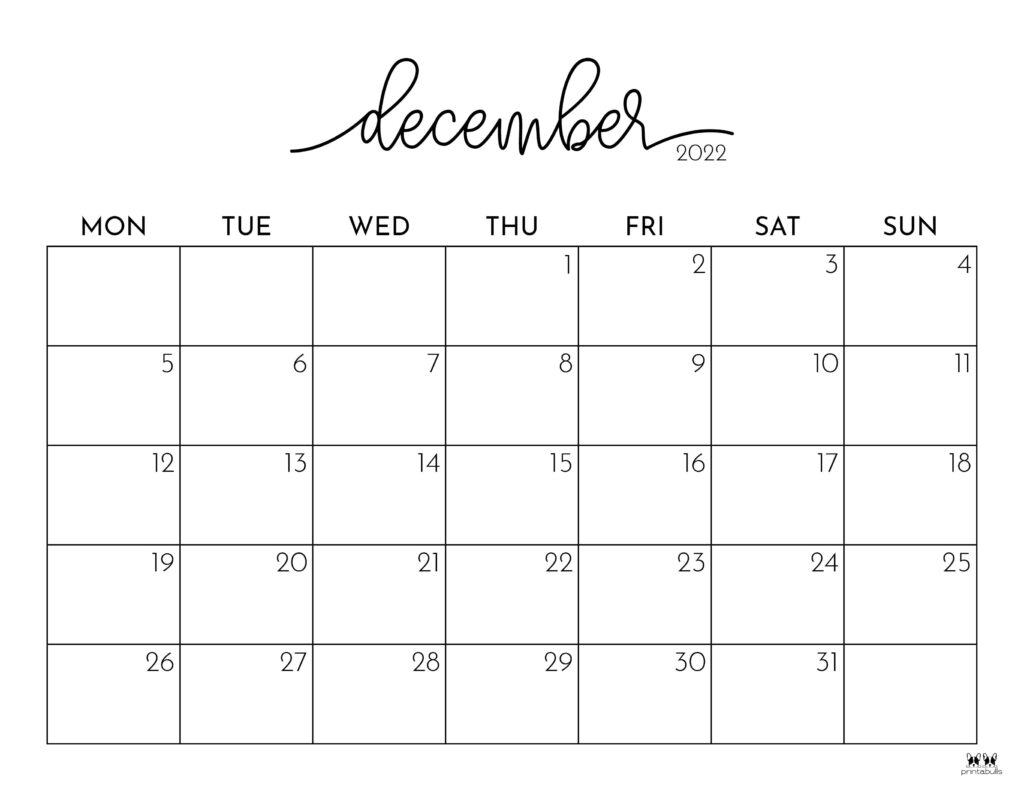 Editable December 2022 Calendar - Printable Template Calendar