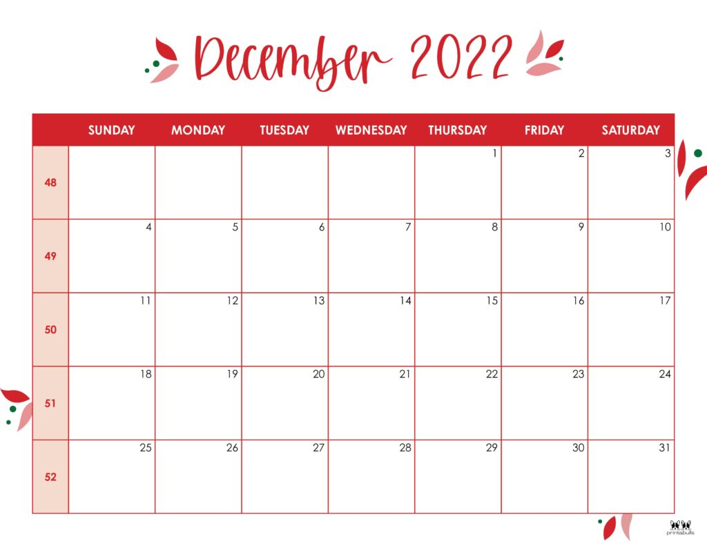 Printable December 2022 Calendar-Style 43