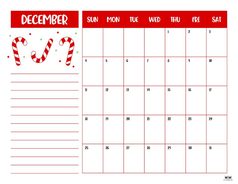 December 2022 Calendars - 50 Free Printables 