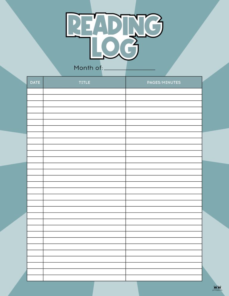 Reading Logs - 21 FREE Printables | Printabulls