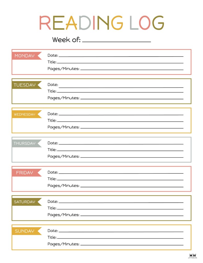 Sample Reading Logs For Elementary