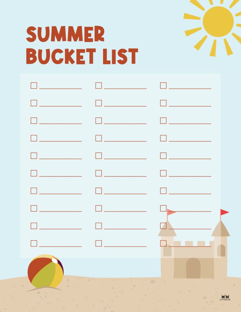 Summer Bucket Lists - 20 FREE Printables | Printabulls