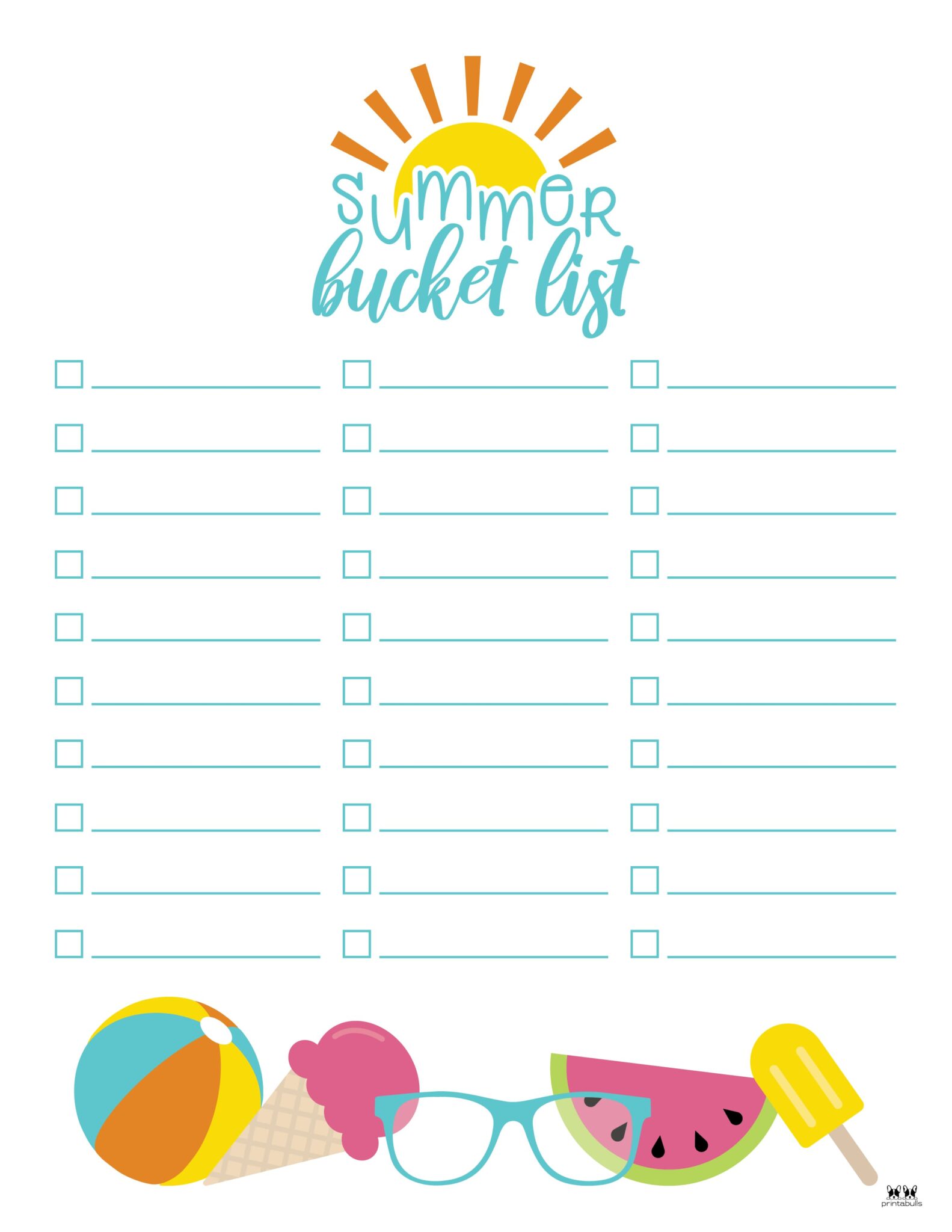 Summer Bucket Lists - 20 FREE Printables | Printabulls