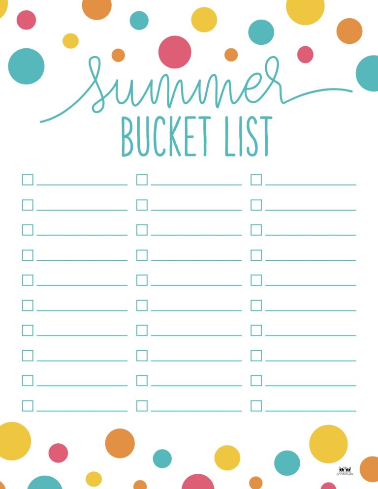 Summer Bucket Lists - 20 FREE Printables | Printabulls