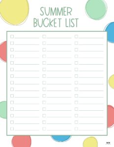 Summer Bucket Lists - 20 FREE Printables | Printabulls