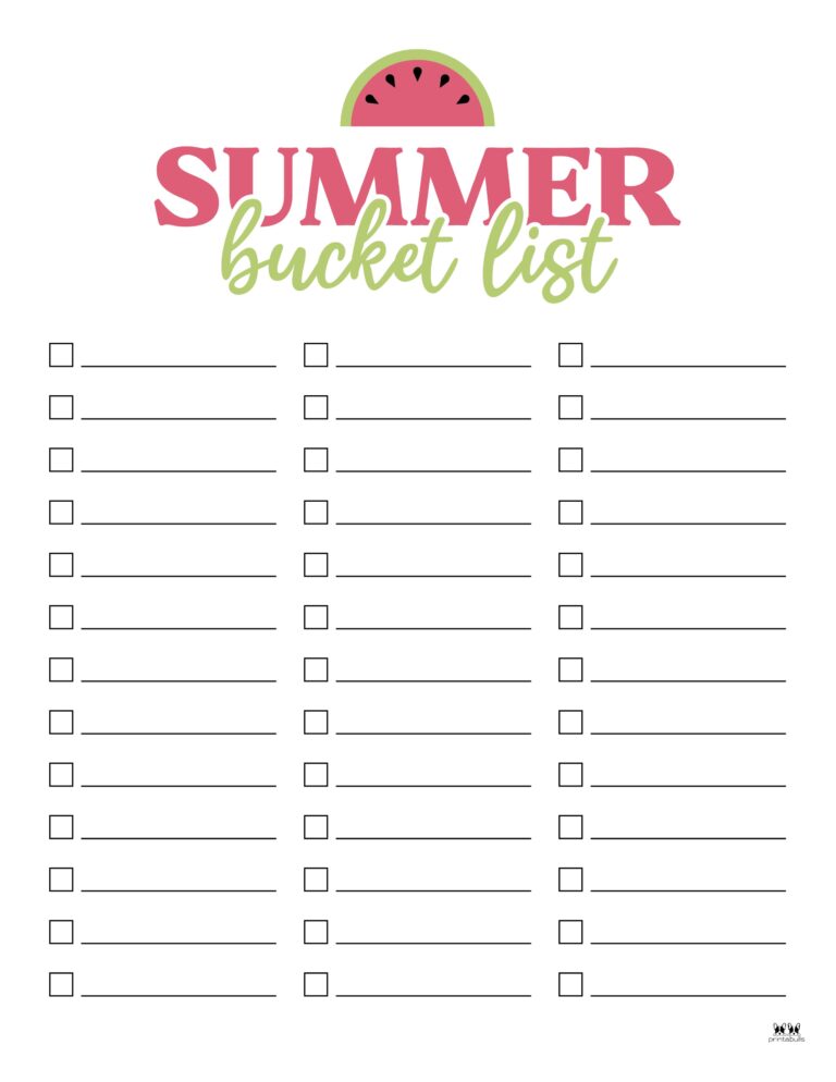 Summer Bucket Lists - 20 FREE Printables | Printabulls