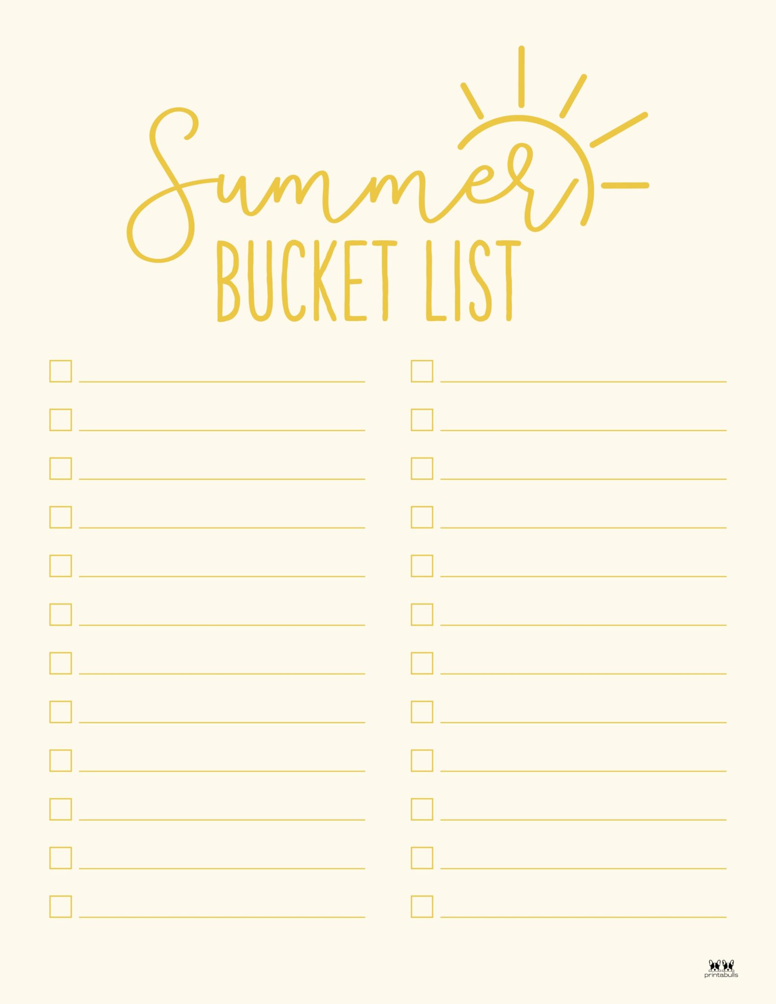 Summer Bucket Lists 20 FREE Printables Printabulls