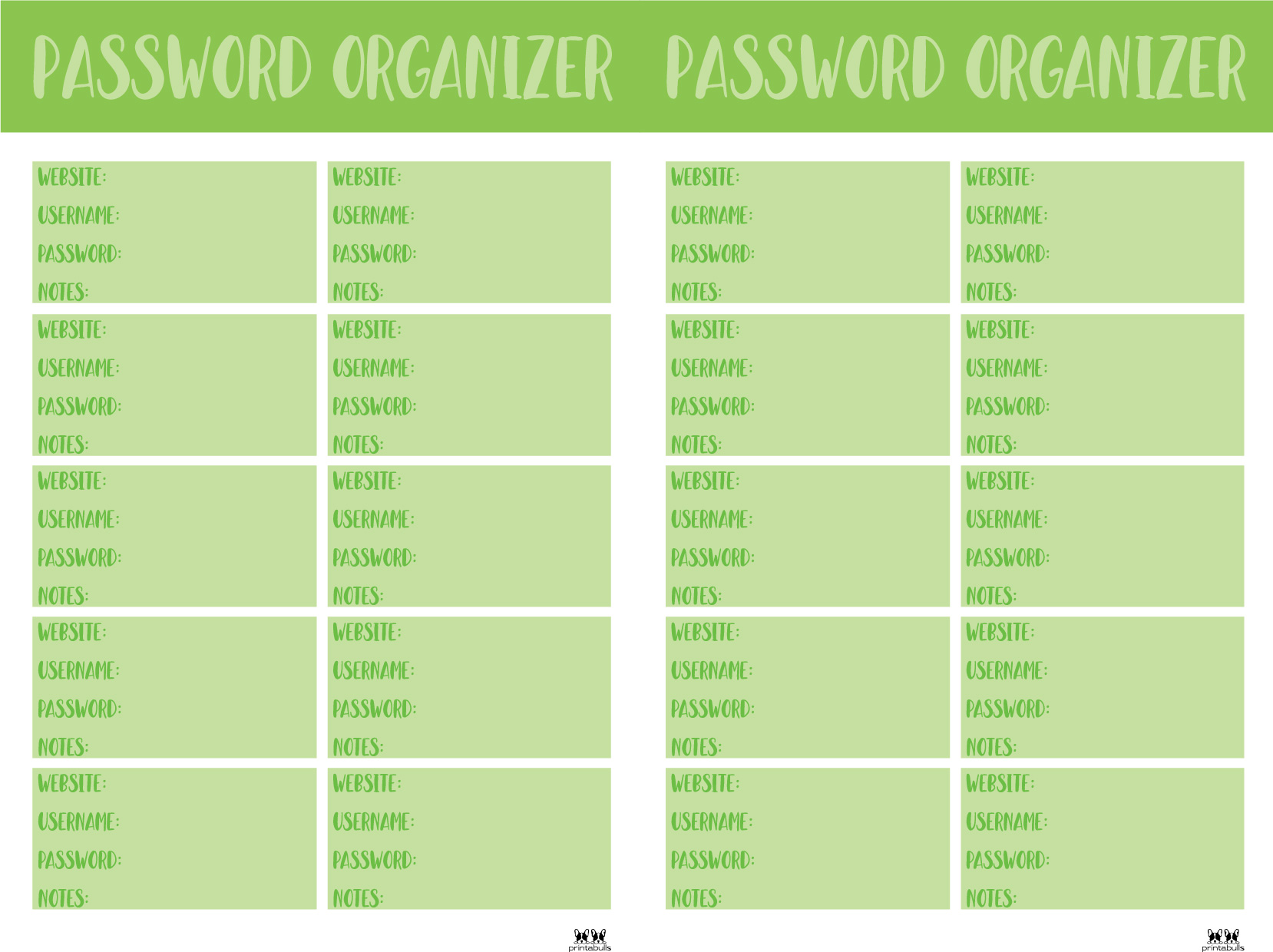 Password Logs & Trackers - 25 FREE Printables | Printabulls