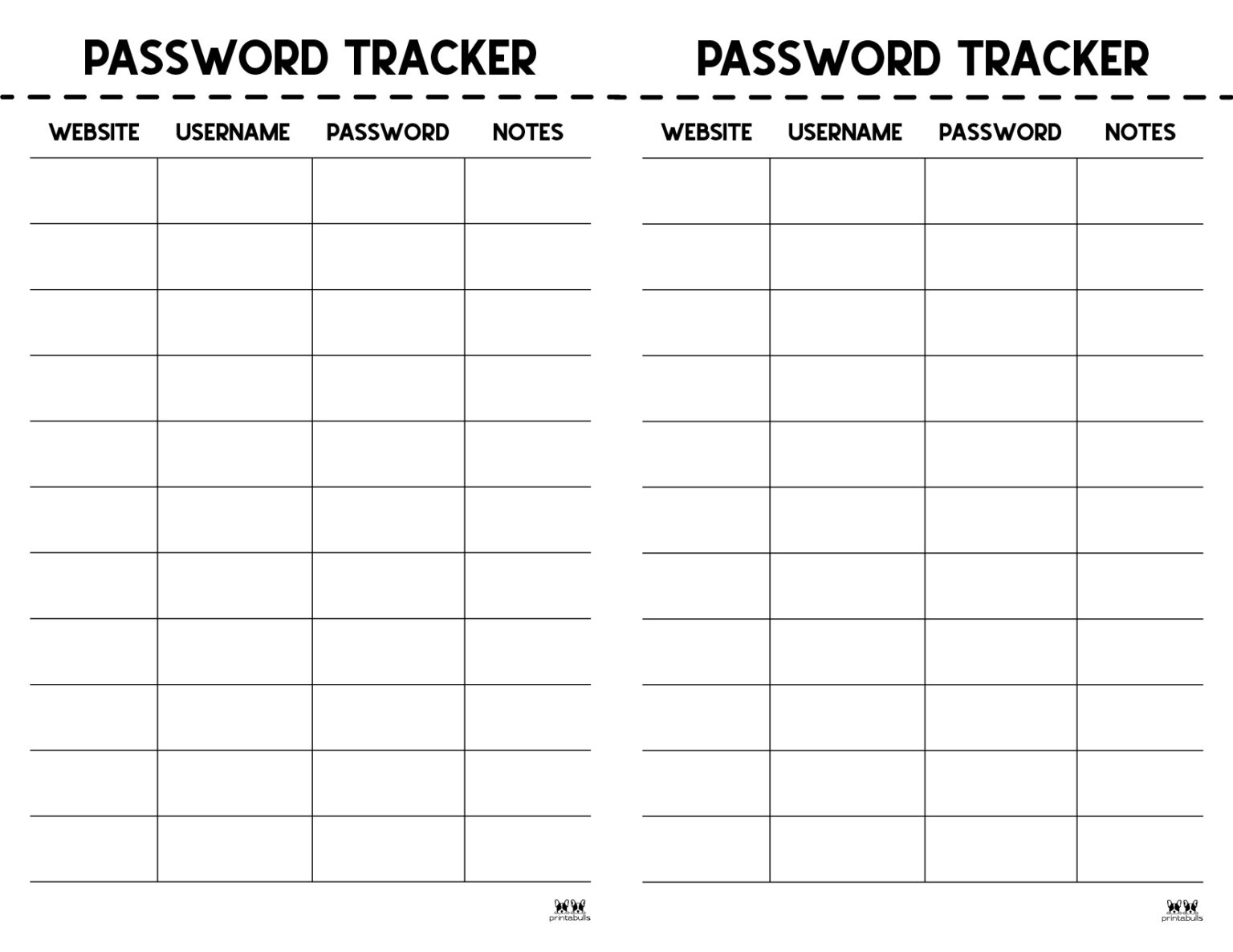 Password Logs & Trackers - 25 FREE Printables | Printabulls