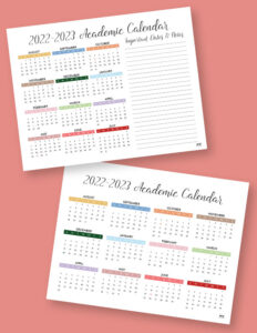 2022-2023 Academic Calendars - 15 FREE Printables - PrintaBulk