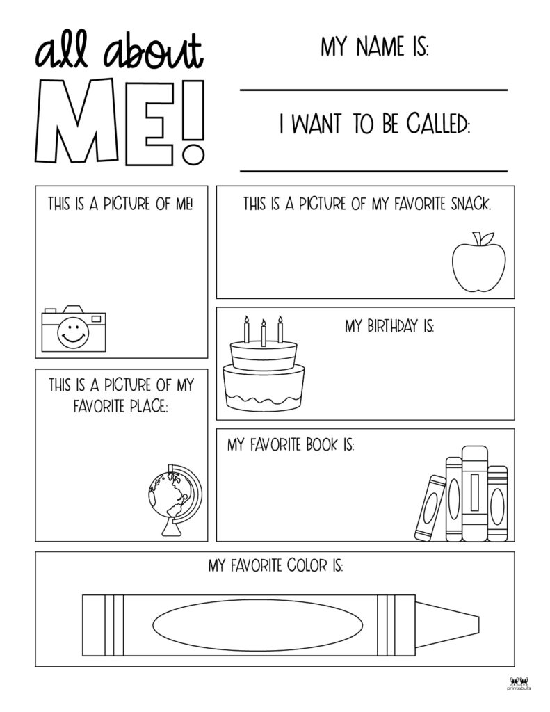 All About Me Preschool Printables