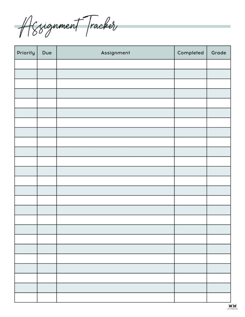 free editable assignment sheet