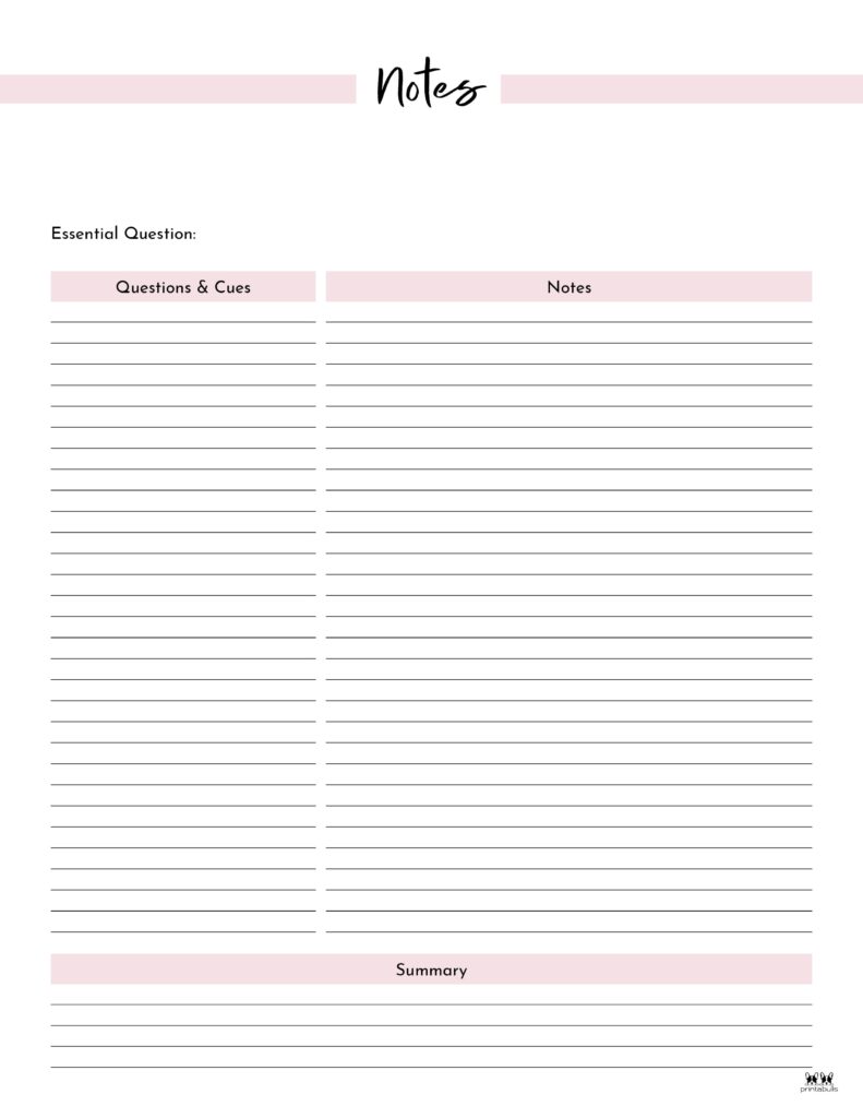 Cornell Notes Templates 15 FREE Printables Printabulls