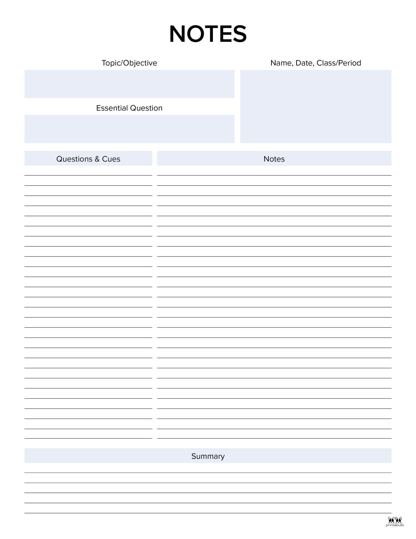 Free Printable Cornell Notes Template Doctemplates Free Word Template