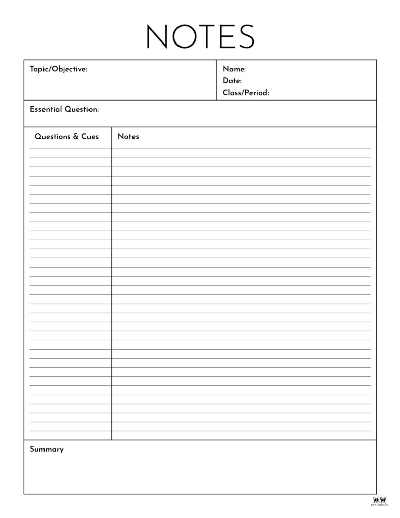 Free Cornell Notes Template Printable Templates vrogue co