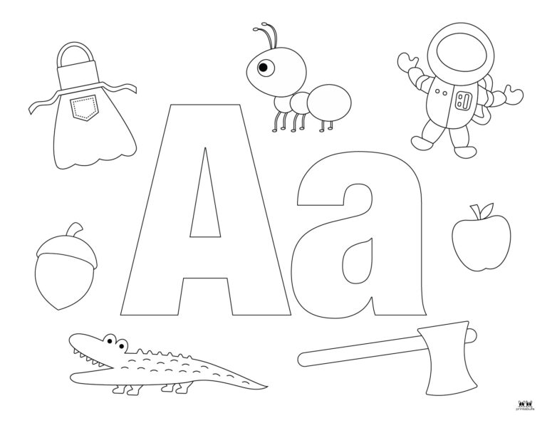 Letter A Coloring Pages - 15 FREE Pages | Printabulls