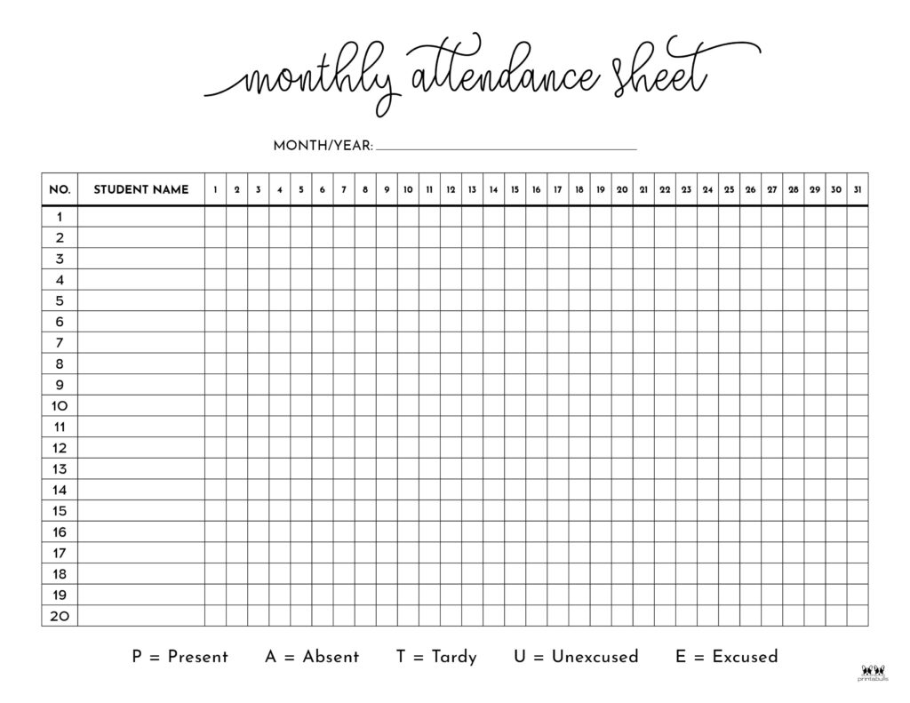 attendance excel sheet template