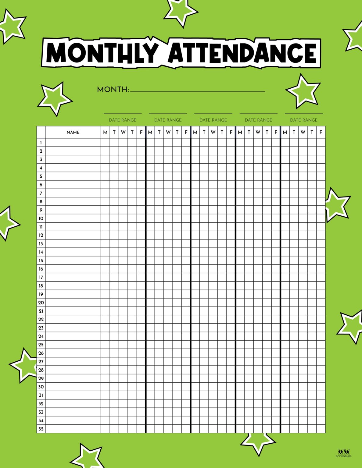 Attendance Sheets 52 FREE Printables Printabulls