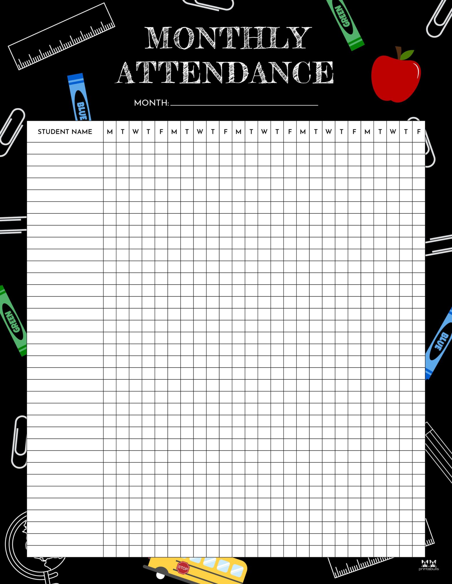 Attendance Sheets 50 FREE Printables Printabulls