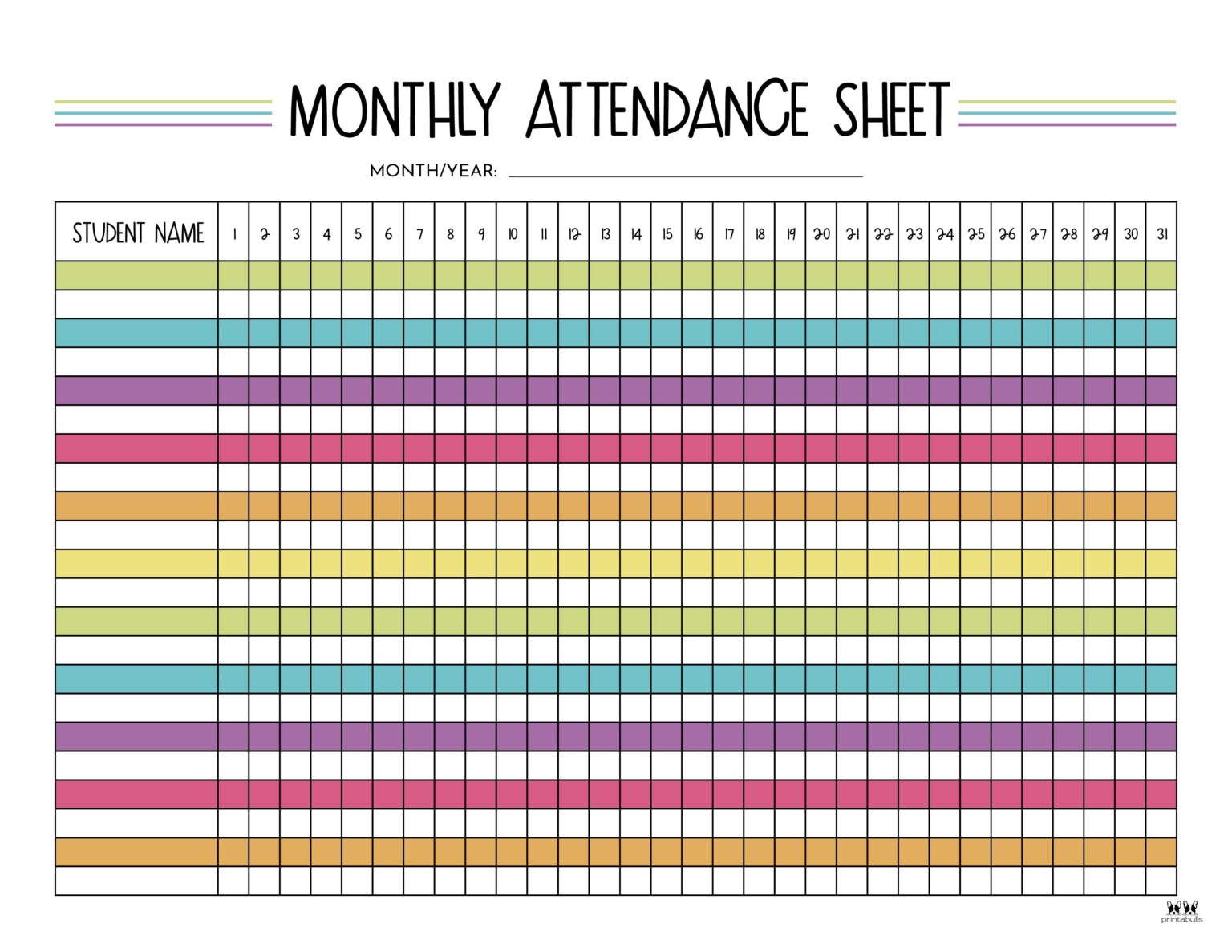 Attendance Sheets - 52 FREE Printables | Printabulls